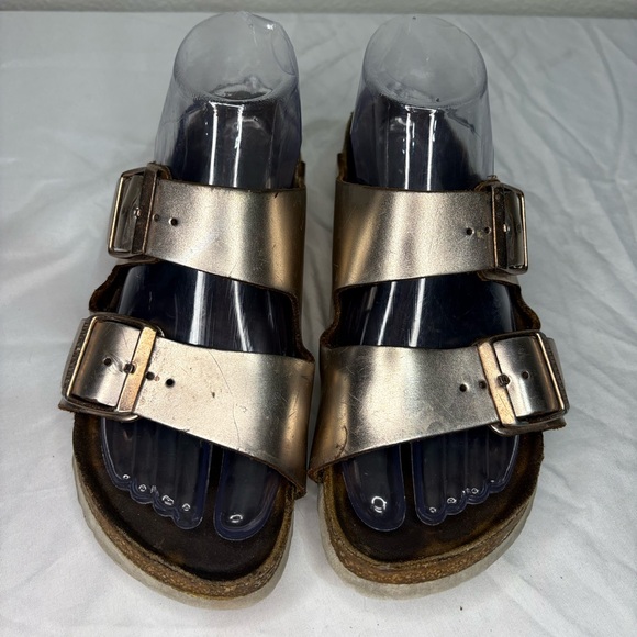 Birkenstock Arizona Metallic Gold Sandals - Picture 1 of 6